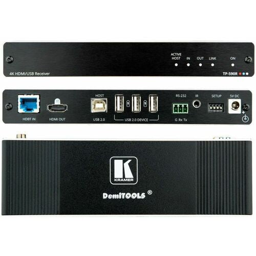 Kramer 4K60 4:2:0 HDMI Receiver with USB, RS 232, & IR HDBaseT 2.0| TP-590R