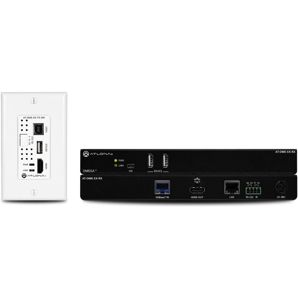 Atlona Omega 4K/UHD HDMI Over HDBaseT TX Wallplate/RX with USB, Control & PoE| AT-OME-EX-WP-KIT