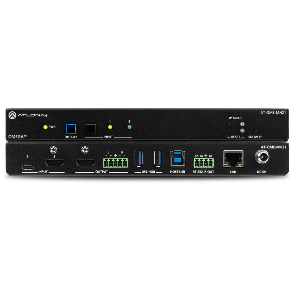 Atlona Omega 4K/UHD meeting hub with USB-C and HDMI inputs and HDMI output| AT-OME-MH21