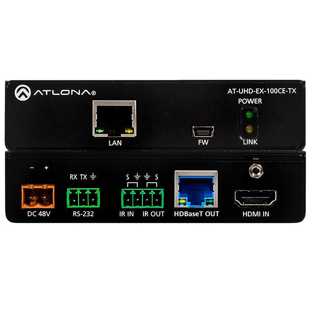 Atlona 4K/UHD HDMI over HDBaseT Transmitter - Ethernet, Control, & PoE| AT-UHD-EX-100CE-TX