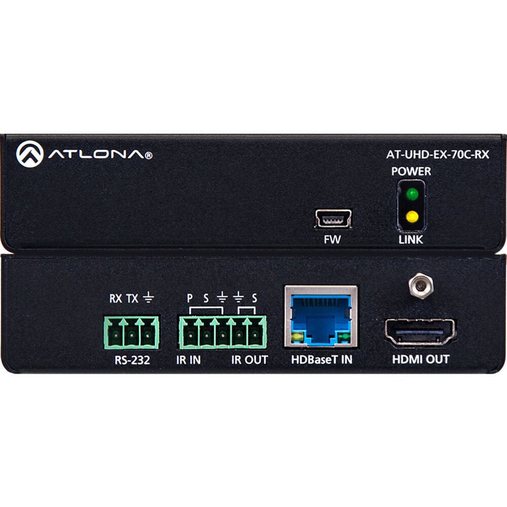 Atlona 4K/UHD HDMI Over HDBaseT Receiver - Control & PoE - 70m| AT-UHD-EX-70C-RX