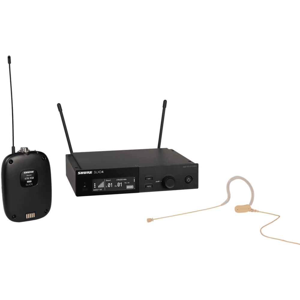 Shure Combo System with SLXD1 Bodypack SLXD4 Receiver  and MX153T Earset Headworn| SLXD14/153T-H55