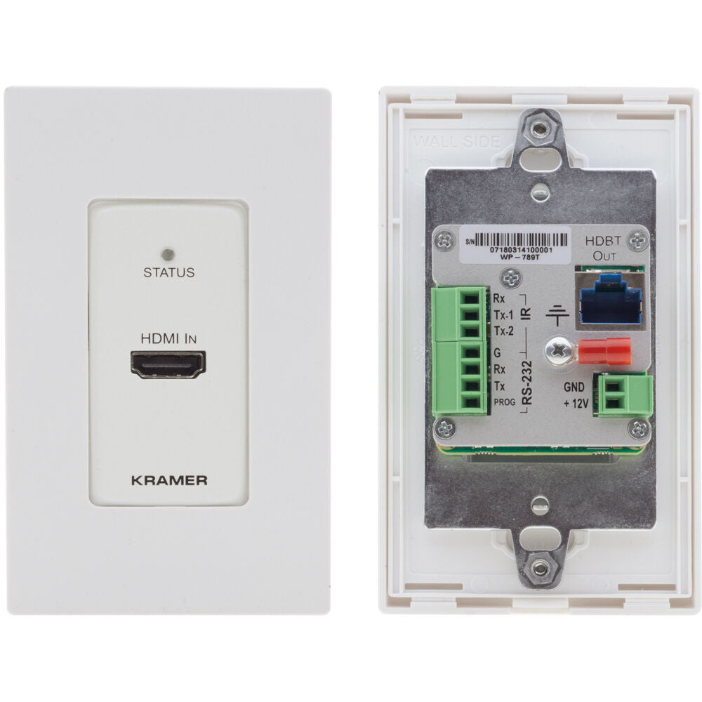 Kramer 4K60 4:2:0 HDMI 1-Gang PoE Wall-Plate Transmitter with RS-232| WP-789T/US-D(W/B)